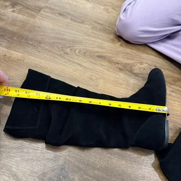 Gianni Bini Knee High Slouch Boots Women's Black Suede Size 8? Worn Very Little - Picture 8 of 8